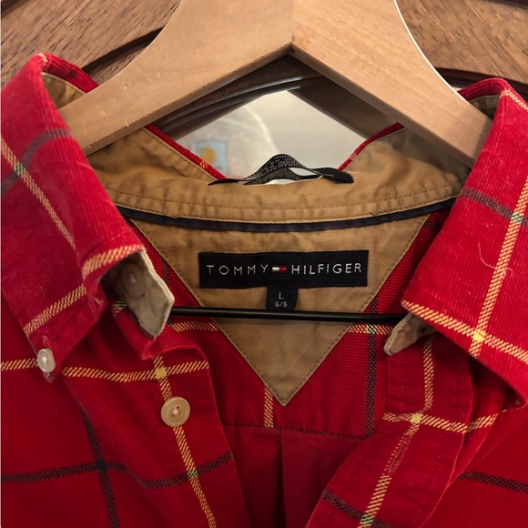 Tommy Hilfiger Red and Yellow Checkered Men's Shirt - Picture 2 of 3